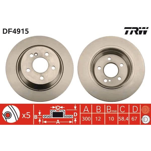 TRW DF4915 Fren Disk (5D 300Mm) W221 R230 06-12