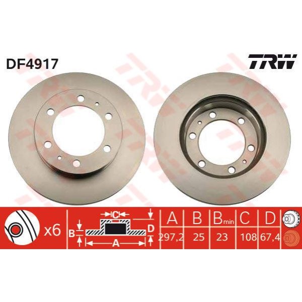 TRW DF4917 Fren Diski Ön Hilux Vigo 4Wd Kun25 05-13 Havalı 297Mm 
