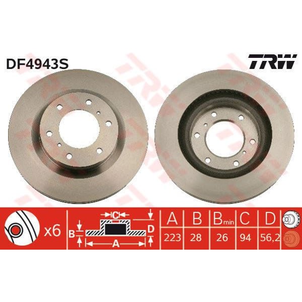 TRW DF4943S Fren Diski Ön Pajero 06- Havalı 332Mm 