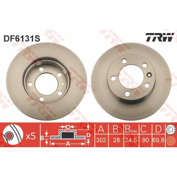 TRW DF6131S Fren Diski Ön Master III 10- / Movano B 10- / Nv400 10- Havalı 302Mm