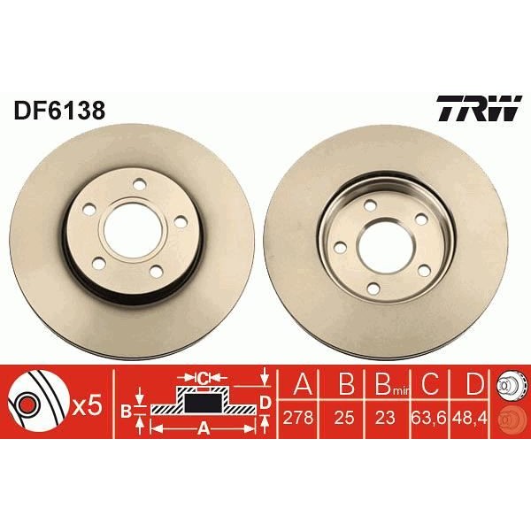 TRW DF6138 Fren Diski Ön Cmax 12-Focus 12- 