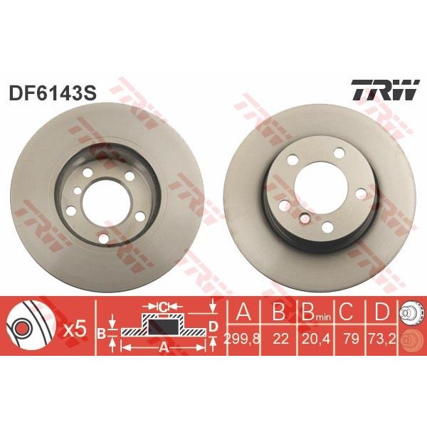 TRW DF6143S Fren Diski Ön Bmw 1 Bmw 3 F30 F35 F80 Bmw 4 F32 F82 Havalı 300Mm