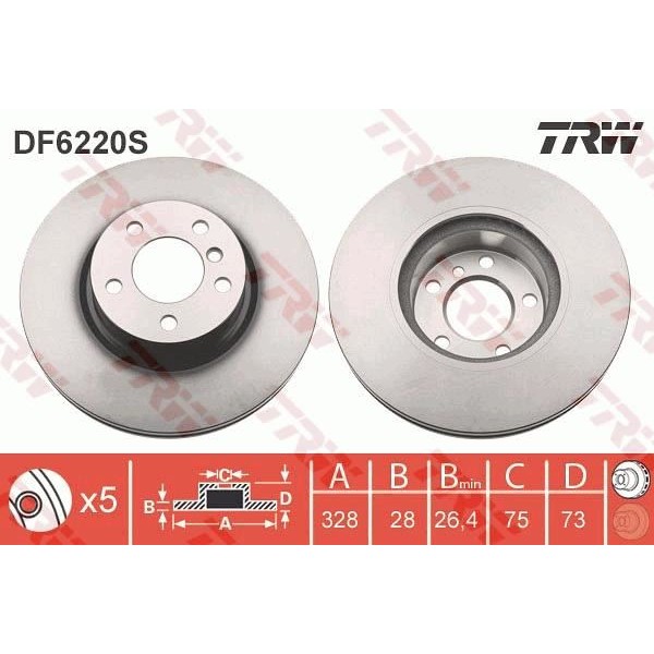 TRW DF6220S Fren Diski Ön Bmw X3 Bmw X4 Havalı 328Mm 