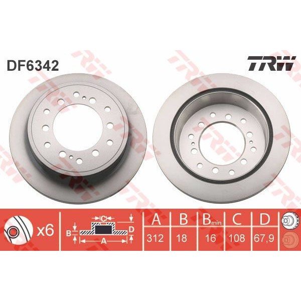 TRW DF6342 Fren Diski Arka Land Cruiser 08- 