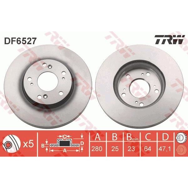 TRW DF6527 Fren Diski Ön Civic Ix 12- Havalı 280Mm