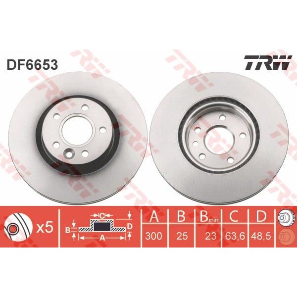 TRW DF6653 Fren Diski Ön V40 12- Havalı 300Mm 
