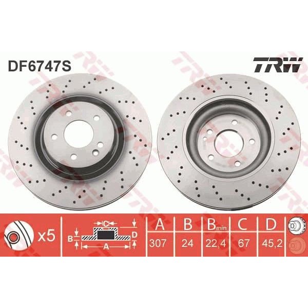 TRW DF6747S Fren Diski Ön Mini Clupman Cooper Sd F54 Bmw 2 14- Bmw X1 15- 