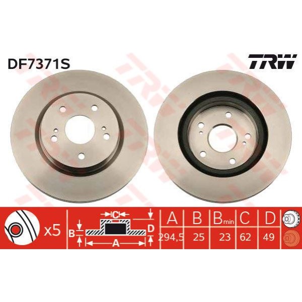 TRW DF7371S Fren Diski Ön Grand Vitara 05- Havalı 294Mm 