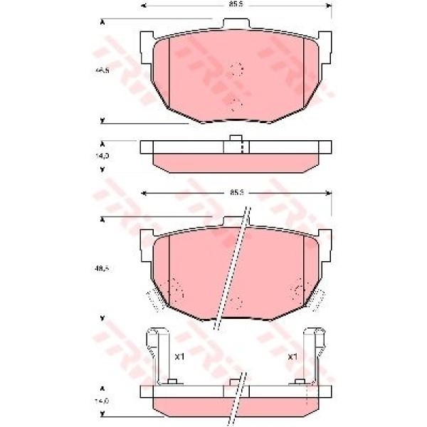 TRW GDB1010 Fren Balatası Arka Coupe 02- Elantra 00- / Cerato 04- / Maxıma 88-94 