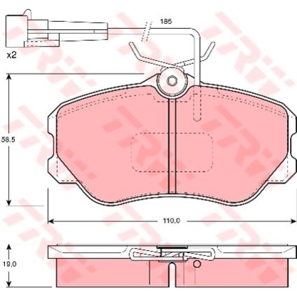 TRW GDB1095 Fren Balatası Ön Fişli Croma 85- / Thema 84- / 164 87- 110 Mm-58,5 Mm-19 Mm