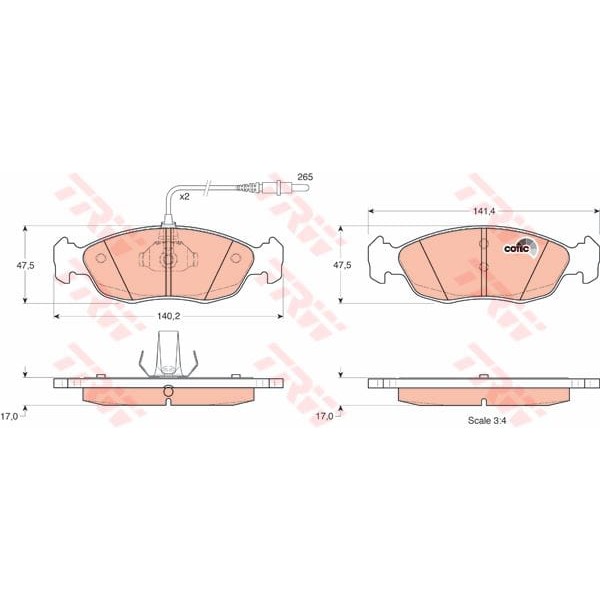 TRW GDB1104 Fren Balatası Ön Fişli 106 I II 306 93- / Saxo 96- Xsara 97-