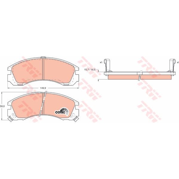 TRW GDB1126 Fren Balatası Ön Galant 96-03 L200 96-07 L400 95-05 Outlander Pajero 90-99 Space Wagon 9