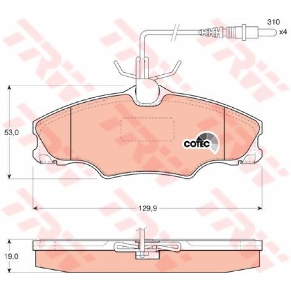 TRW GDB1193 Fren Balatası Ön Fişli 406 95- .8 16V