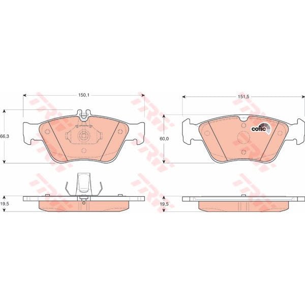 TRW GDB1205 Fren Balatası Ön C208 Clk Serisi Clk200 Clk320 E Serisi T210 E200 E220 E230 E240 E250 E2