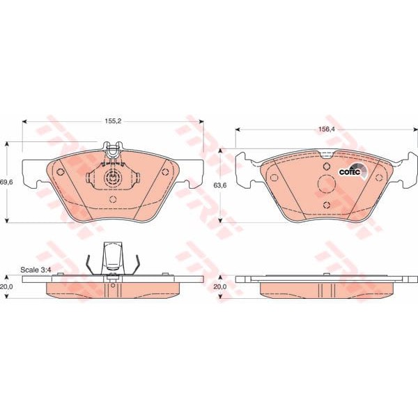 TRW GDB1215 Fren Balatası Ön C208 Clk Serisi Clk200 Clk230 Clk320 Clk430 E Serisi W210 E240 E270 E28