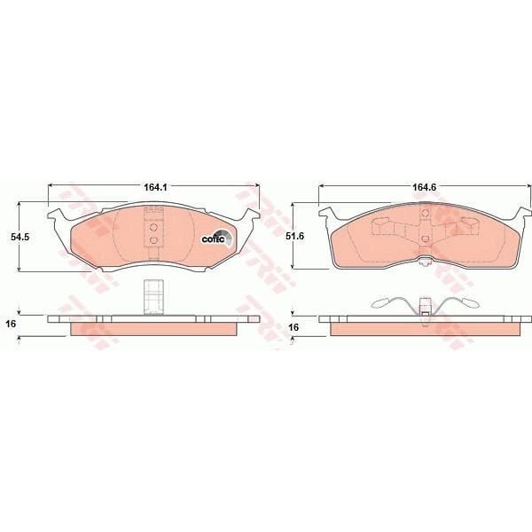 TRW GDB1236 Fren Balatası Ön 300 M 98-04 Voyager 95-01 / Caravan 00-07 