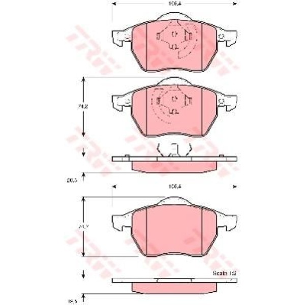 TRW GDB1275 Fren Balatası Ön Fıssız Golf III 91- / A3 96- Tt 98- / Toledo II 98- Leon 99- / Octavia