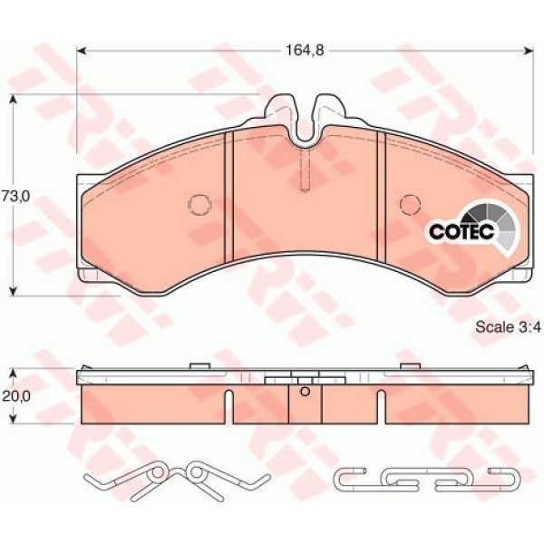 TRW GDB1288 Fren Balatası Ön Arka Lt28-35 96-06 Lt28-46 96-06 / Sprinter 95-06 Yarım Ay Tıp 