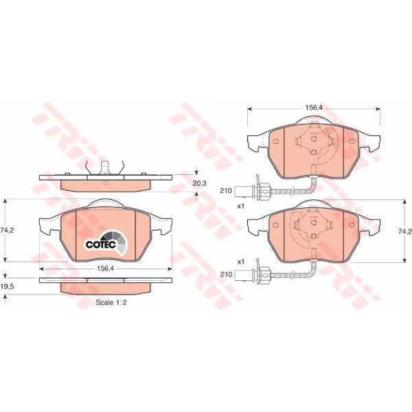 TRW GDB1307 Fren Balatası Ön Fişli Passat B5 96- / A4 94- A4 00- A6 01- / Exeo 09- / Superb I 02- 