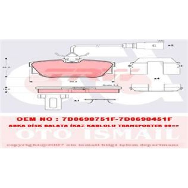 TRW GDB1326 Fren Balatası Arka Fişli Sharan 95- Transporter T4 90-03 / Alhambra 96- / Galaxy 00- 