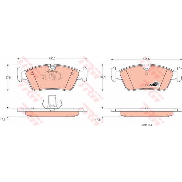 TRW GDB1348 Fren Balatası Ön Bmw 3 E46 Bmw Z3 1998- 2.0 2.2 2.8 Bmw Z4 E85