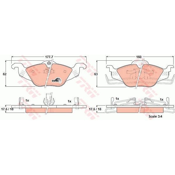 TRW GDB1351 Fren Balatası Ön Astra G 98- Yaylı Tıp 