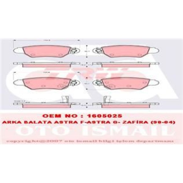 TRW GDB1352 Fren Balatası Arka Astra G 98- Corsa C 00- Zafira A 99-