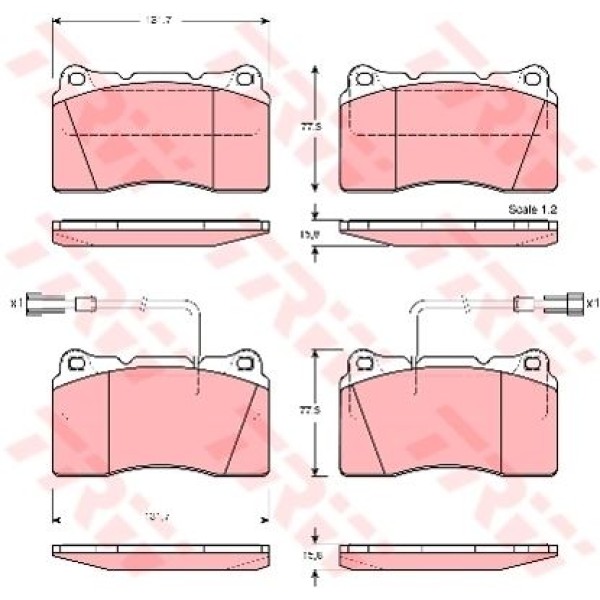 TRW GDB1363 Fren Balatası Ön Ulysse 02- / Phedra 02- / 159 05- 166 98- Spıder 06- Brera 05- / 607 00 