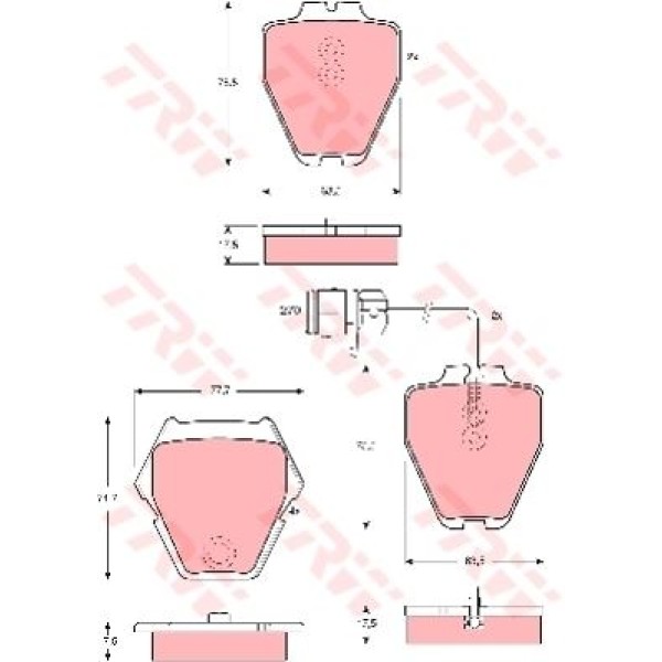 TRW GDB1371 Fren Balatası Ön A6 3.7 99-00 A8 2.5TDI 2.8 3.3TDI 4.2-6.0 W12 Quattro 96-02 