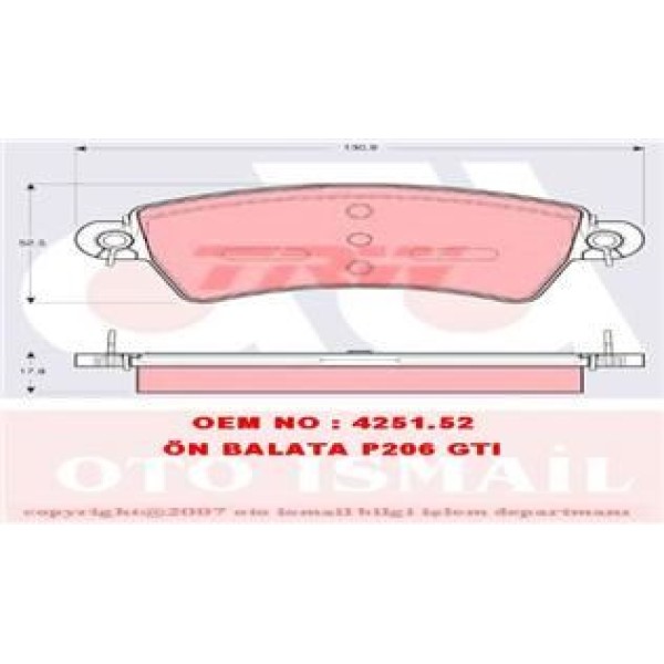 TRW GDB1385 Fren Balatası Ön 206 98- 2.0 HDI 2.0 S16 306 93- / Xsara 97-