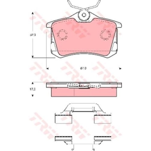 TRW GDB1416 Fren Balatası Arka Polo IV 01- / Toledo III 04- Ibiza IV 01- / Fabia II 07- Fabia I 99-