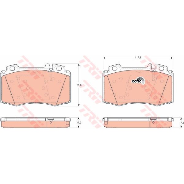 TRW GDB1454 Fren Balatası Ön C215 Cl Serisi Cl500 E Serisi W211 E320 M Serisi W163 Ml270 Ml320 Ml350