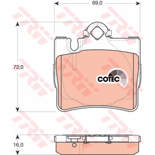 TRW GDB1455 Fren Balatası Arka C215 Cl Serisi Cl500 W220 S Serisi S280 S320 S400 S430 S500 S600
