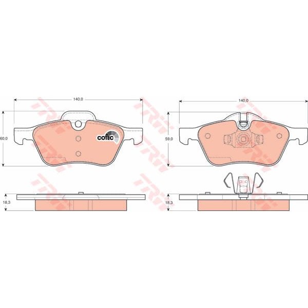 TRW GDB1476 Fren Balatası Ön Cooper R50 R53 