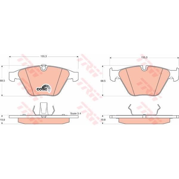 TRW GDB1498 Fren Balatası Ön Bmw 3 E90 E91 E92 E93 Bmw 5 E60 E61 Bmw 6 E63 E64 Bmw 7 E65 E66 Bmw Z4