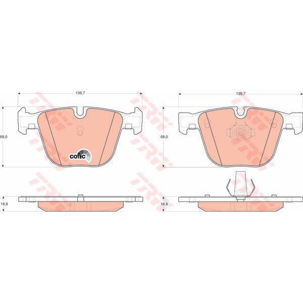 TRW GDB1502 Fren Balatası Arka Bmw 5 E60 E61 Bmw 6 E63 E64 Bmw 7 E65 E66 M5 E60 E61 Bmw X5 E70 Bmw X