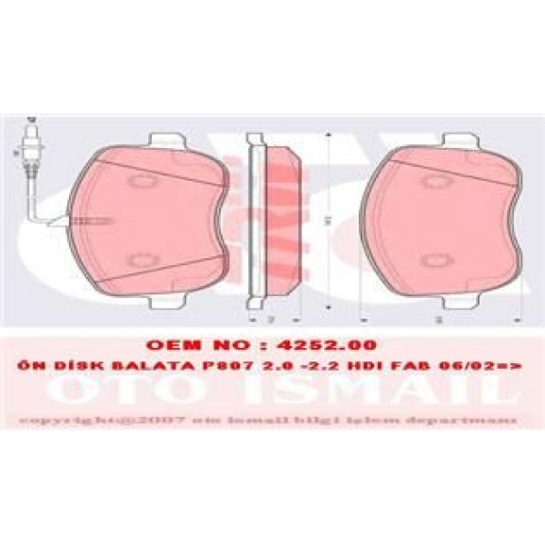 TRW GDB1503 Fren Balatası Ön Ulysse 02- Scudo 96- / Phedra 02- / 807 02- Expert I 95- / C8 02- Jumpy