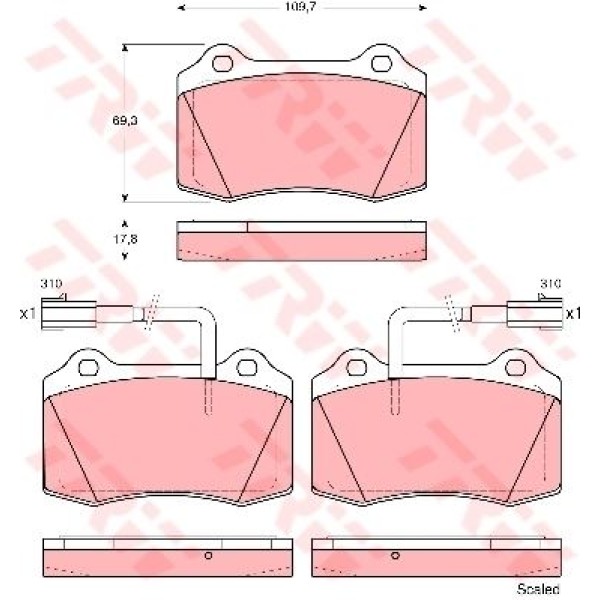 TRW GDB1519 Fren Balatası Ön 147 00- 3.2 Gta 156 97- 3.2 Gta 109,7 Mm-69,3 Mm-17,8 Mm