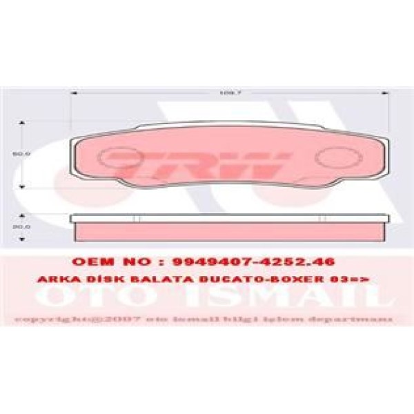 TRW GDB1521 Fren Balatası Arka Ducato 94-02 / Boxer 94-02 / Jumper 94-02