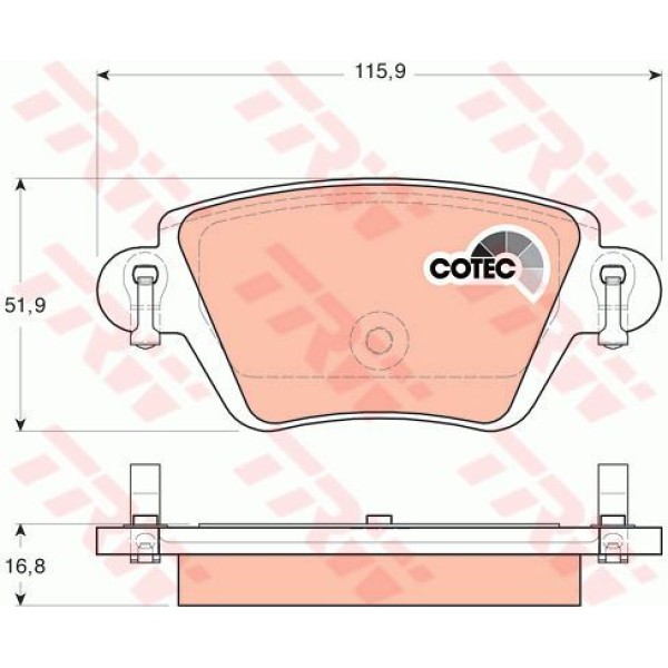 TRW GDB1525 Fren Balatası Arka Kangoo I 98- / Mondeo III 00-07 / X-Type 01- Küpelı Tıp 