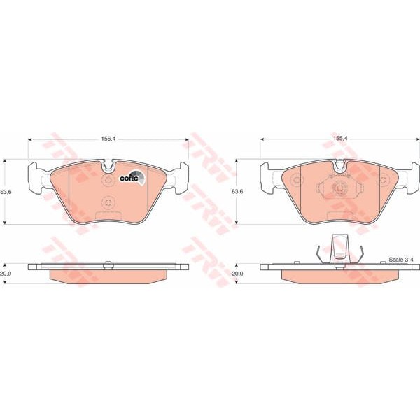 TRW GDB1531 Fren Balatası Ön 75 Mg Zs / Bmw 3 E46 Bmw 5 E39 Bmw Z4 E85 Bmw X3 E83 