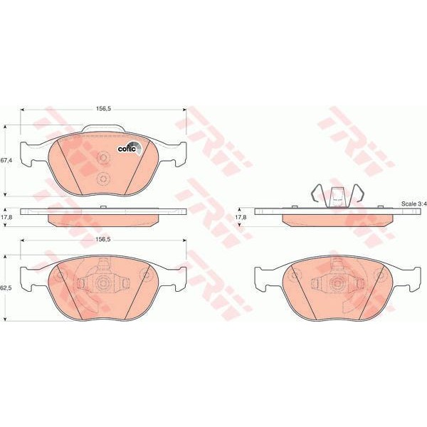 TRW GDB1532 Fren Balatası Ön Tourneo Connect 02- Transit Connect 02- 