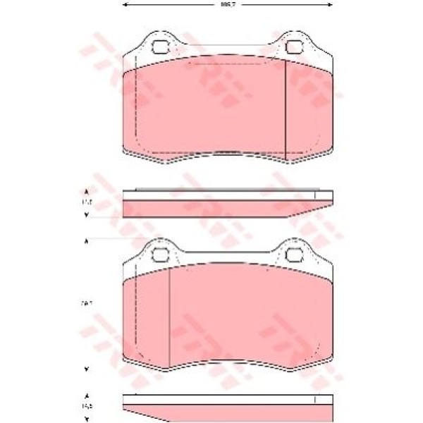 TRW GDB1537 Fren Balatası Arka 208 12- / Ds3 10- / S-Type 98- Xj 03- / S60 03- 