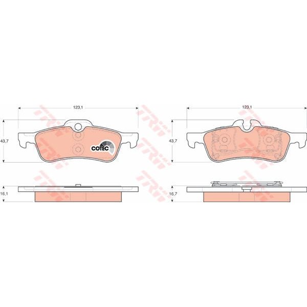 TRW GDB1561 Fren Balatası Arka Convertıble One - John Cooper Works R52 Cooper S R50 R53 One R50 R53 