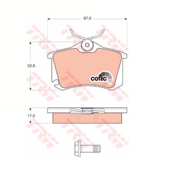 TRW GDB1578 Fren Balatası Arka Fıssız Polo IV 01- / Toledo III 04- Ibiza IV 01- / Fabia II 07- Fabia
