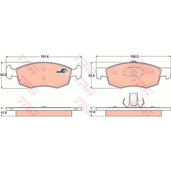 TRW GDB1588 Fren Balatası Ön Doblo 01- 1.2 19D 