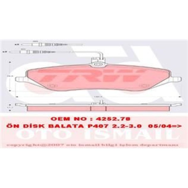 TRW GDB1595 Fren Balatası Ön Fişli 407 04- 607 00- / C5 08- C6 05- 