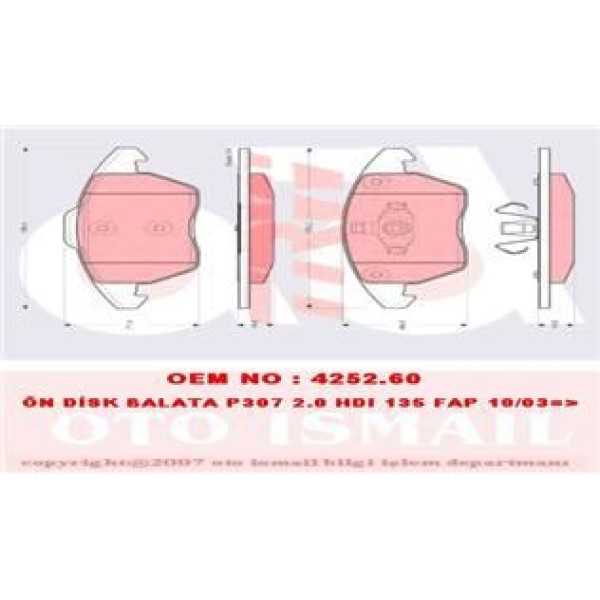 TRW GDB1605 Fren Balatası Ön 207 06- 208 12- 307 00- 2.0 16V 2.0 HDI 308 07- 3008 09- Rcz 10- / C4 2