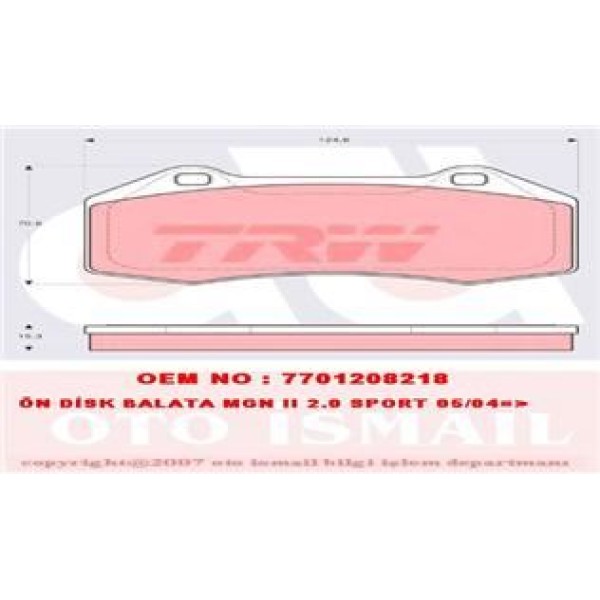 TRW GDB1606 Fren Balatası Ön CLIO III 06- 2.0 16V Sport Megane II 04-09 Sport Megane III 08- Coupe 2 