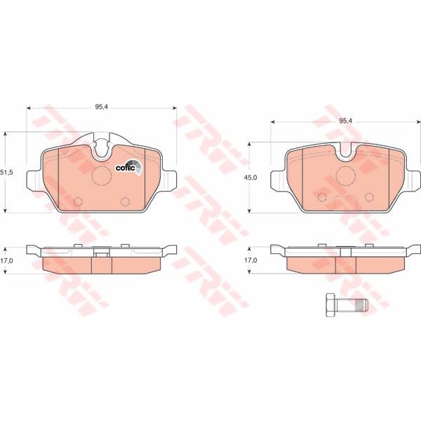 TRW GDB1612 Fren Balatası Arka Bmw 1 E81 E87 Bmw 3 E90